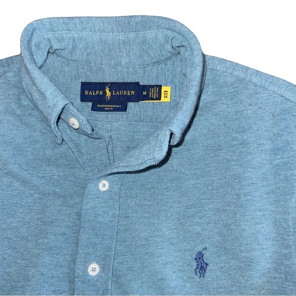 Polo Ralph Lauren Featherweight Mesh Shirt Teal Ocean Aqua Blue - Picture 3 of 16